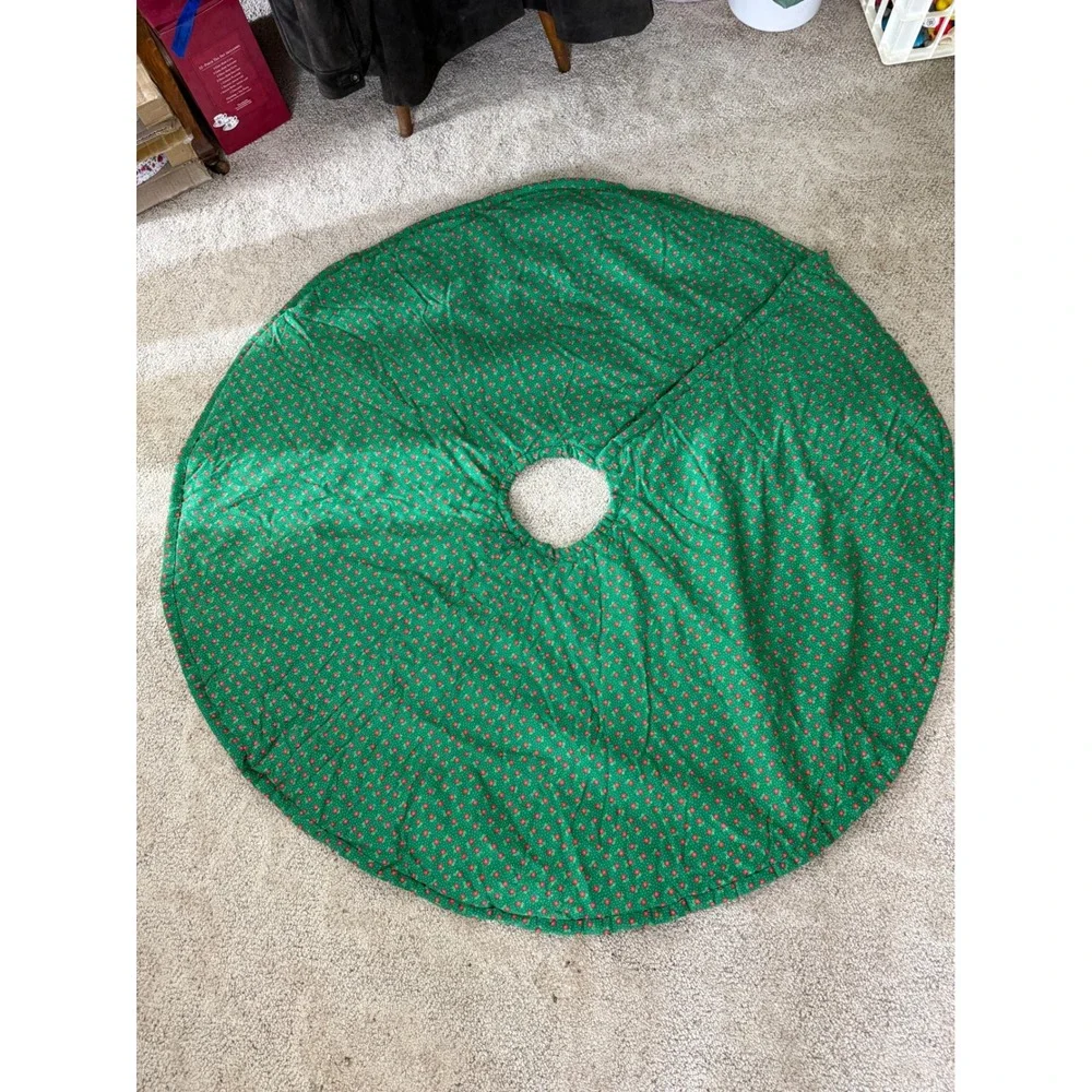 Handmade Quilted Christmas Decor Set Stuffed Wreath and Tabletop Tree Red Green